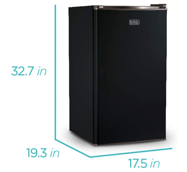 BLACK+DECKER BCRK32B Compact Refrigerator Energy Star Single Door Mini Fridge, 3.2 Cubic Feet, Black